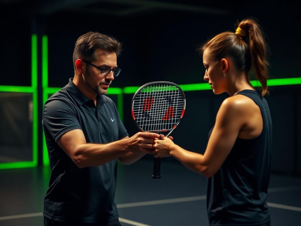 Profesor corrigiendo la técnica de una alumna